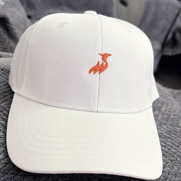 White Men's Cap with Orange Logo - Picture 2 of 5
